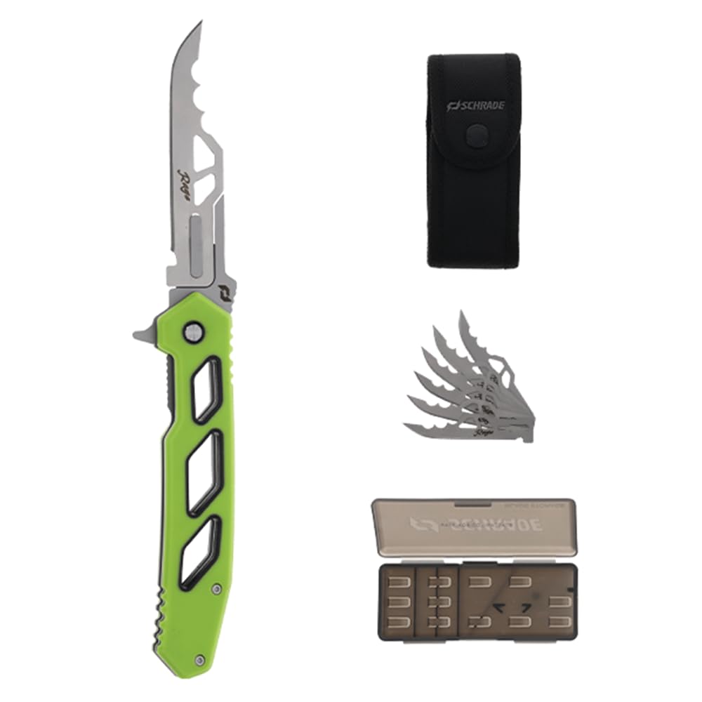 Enrage Isolate Replaceable Blade Knife with Additional Replacement Blades, Non-Slip Handle, and Carry Sheath for Hunting, Outdoors