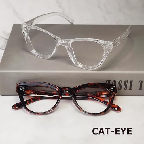 Image of Eyekepper 4-pack Cateye Design Reading Glasses Oversized Readers for Women Reading +1.25 | Ladies Magnifying Glass, Women's Stylish Reader Eyeglasses, Lightweight Cheaters, Scratch Resistant & Comfortable