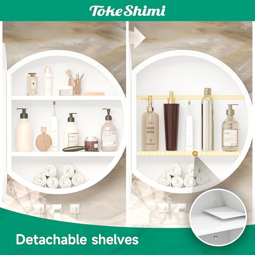 Image of TokeShimi 20x20 in White Medicine Cabinet with Mirror, Durable Metal Frame