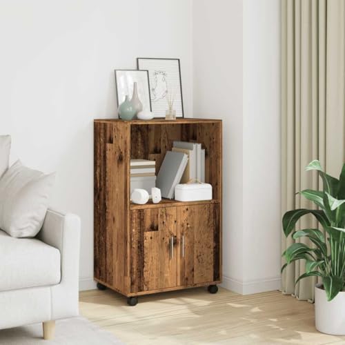 Contenedor móvil de madera antigua de 55x40cm para ganar espacio 3