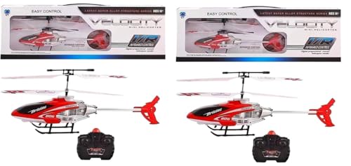 Image of Remote Control Velocity Flying Helicopter with Unbreakable Blades, Infrared Sensors & Light - Pack of 2