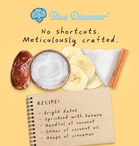 Blue Dinosaur Australian All Natural Snack Bars - Only 5 REAL Ingredients | Paleo, Vegan, Keto, Gluten Free Bars | Non-GMO High Protein Bars, Original Australian Granola Bars | Banana Bread, 12 Pk