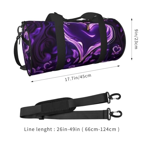 Sports Gym Bag for Women Men Travel Duffel Bag Tote Weekender Bag Carry on Overnight Bag for Travel Swimming Fitness Workout Sports Purple love Duffle Bag2