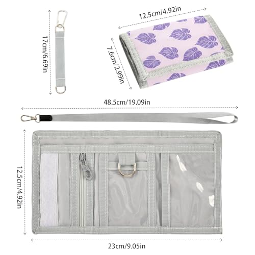 ALAZA Kids Wallets for Boys Girls Toddler Trifold Wallet Children Small Purple Leaves with Zipper Coin Pocket3