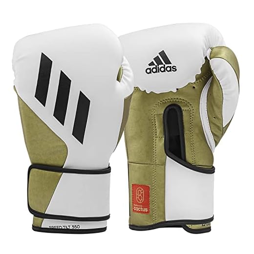 adidas Boxhandschuhe Speed Tilt 350 Velcro - 12 oz, Farbe: weiß/Gold - mit innovativer TILT®-Technologie - die ersten 100% nachhaltig hergestellten Boxhandschuhe aus Kaktusleder