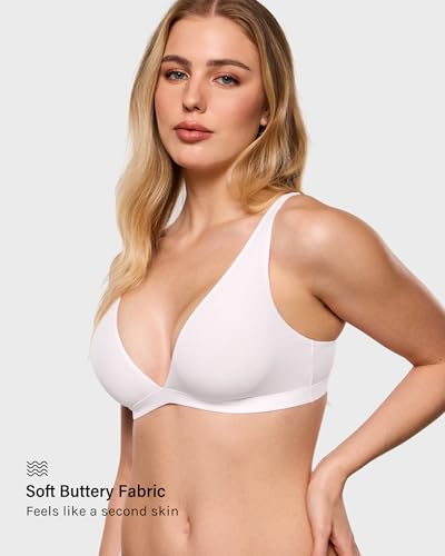 Image of INLYRIC Women's Inbarely Soft Plunge Bralette - Deep V Unlined Triangle No Padding No Underwire Sexy Comfort Sleep Bra