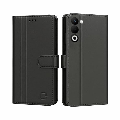 Image of AIBEX Shock Proof Flip Compatible for Oppo A5 5G / Oppo K13x 5G Flip Cover Leather Finish | Inside TPU with Card Pockets | Wallet Stand | Complete Protection Flip Case - Black