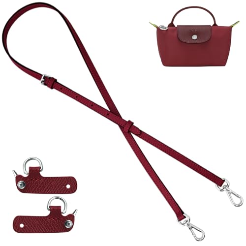 KIYOMIL Bag Leather Strap Replacement Adjustable Crossbody Shoulder Straps Pouch, Mini-pomegranate Red, W0.47in