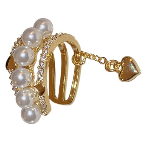 Pendientes De Moda Con Clip De Oreja De Amor Con Cadena De Circón Hueco Electrochapado En Oro Real Pendientes De Aro De Perlas Aros Pendientes Para Mujer Joyería Pendiente DEARMAMY