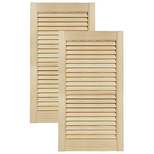 DecoMeister Puerta de Lamas Tipo Persiana de Lumbrera de Celosía de Madera Maciza de Pino Para Armarios Frente de Mueble con Listones Abiertos de Dimensiones 394x720 mm Juego de Dos Piezas