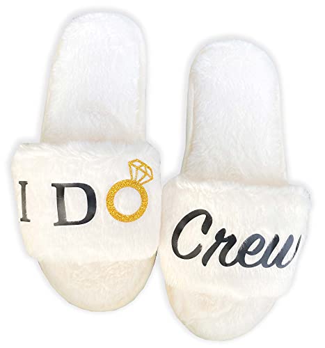 PGN ART Women’s I Do Crew Bridesmaid Slippers Bride Slippers for Wedding Day Bride Gifts for her Engagement Gifts for Women Wedding Slippers Bridal Shower Gifts for Bride to Be Gifts for Her(Large)
