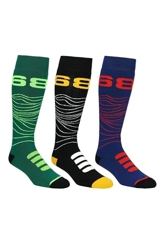 686 Men's Topo Sock 3-Pack - Quick-Dry Winter Socks for Snow and Skiing, Arch Support, Reinforced Heel and Toe - Assorted, Small/Medium
