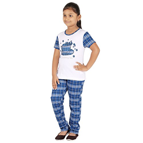 FICTIF Kid Girl's White Color Top & Pyjama Set (FG303CHK-13-14) 1