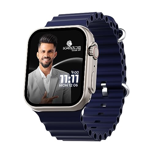 Image of Kratos SW16 Ultra Smartwatch with 1.85 inch Full Touch Display, Bluetooth Calling, Voice Assistant, IP67, 200+ Watch Faces, Multi Sports Modes, Rotating Crown, Metallic Body, Wireless Charging Smart Watch