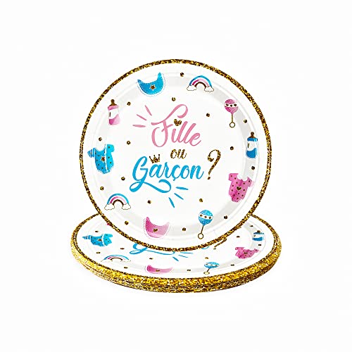 Lot de 10 Assiette Gender Reveal Party Assiette fille ou garcon ? Baby Shower Gender Reveal Party Decoration assiette Gender reveal vaisselle jetable Cover