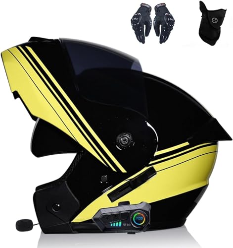 Built-in Dual Speaker with Microphone Motorbike Bluetooth Modular Helmet Lightweight Ventilation Design DOT/ECE Approved Full Face Motorcycle Helmet Full Face Flip Up Motorcycle Helmet