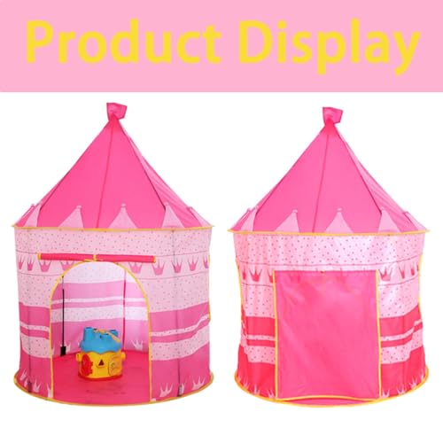 Pop Up Princess Castle Teepee Tent - Pink, Print Cloth Mongolian Yurt, Indoor/Outdoor Portable Kids Play Tent - Image 5