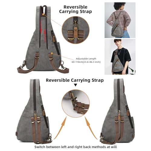 Image of KL928 PU Leather Sling Bag - Small Crossbody Backpack Shoulder Casual Daypack Rucksack for Men Women