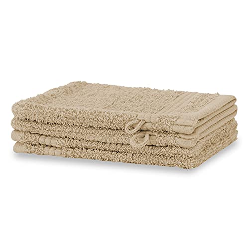 Merana Rome Juego de manoplas de baño, absorbentes, suaves y sin pelusas, guantes de baño de rizo en calidad de lujo de algodón pesado 590 g/m² (arena del desierto, 4 x 15 x 20 cm)