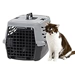 IRIS USA 23" Cat Carrier, Small Pet Carrier Hard, Dog Kennel with 2-Door Front and Top Access, Dog Carrier, up to 18 pounds, Black/Gray