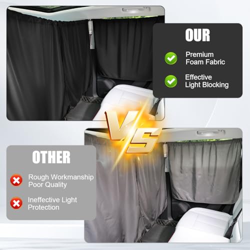 Alaoo Auto-Trennvorhang, 180 x 90 cm, Abnehmbarer Sonnenschutz, Sichtschutz für Nutzfahrzeuge und leichte Personenkraftwagen, Verdunkelungsvorhang mit Haken, perfekt für Camping und Nickerchen