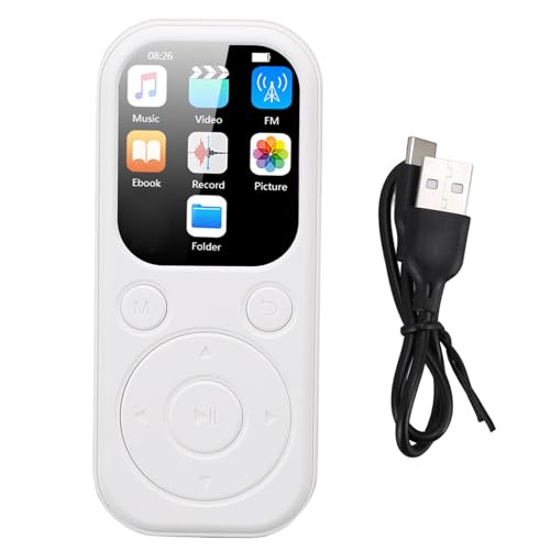 ポータブル MP3 プレーヤー、 付き MP3 プレーヤー、HiFi スピーカー、ボイスレコーダー、2.01 インチ画面、FM ラジオ、タッチボタン、48 時間再生時間、 5.4、ホワイト、 付き MP3 プレーヤー (32G小型メモリカード付き)