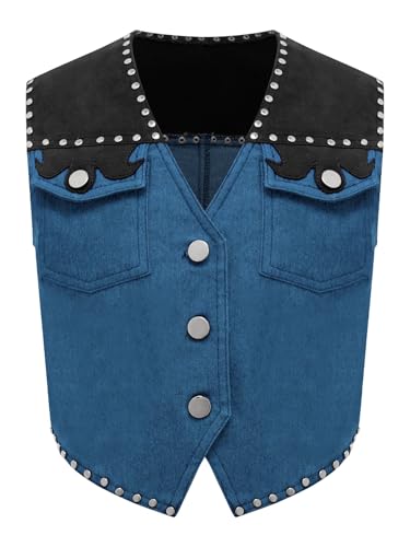 Moily Kids Cowboys Redeo Vest Faux Suede Fringe Back Button Down Waistcoat Top for Theme Party