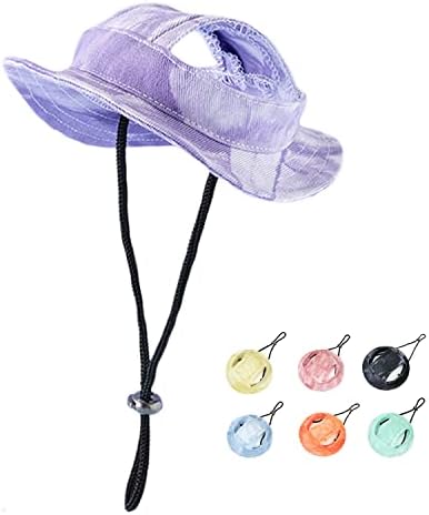 Pet Hat with Ear Holes Sunscreen Baseball Cap for Medium Small Dogs Summer Cute Dog Cap Sun Hat Outdoor Hiking Hat Pet Product (Purple, Large)