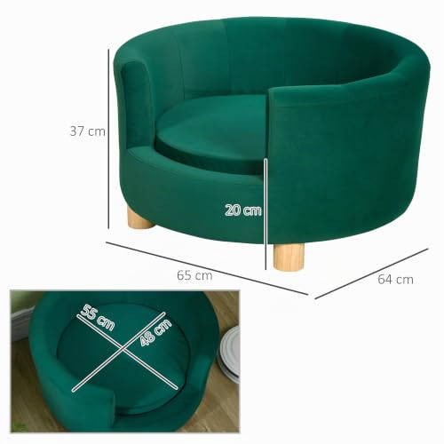 PawHut Hundesofa Hundecouch Waschbarer Bezug Katzensofa unter 4,5 kg Grün