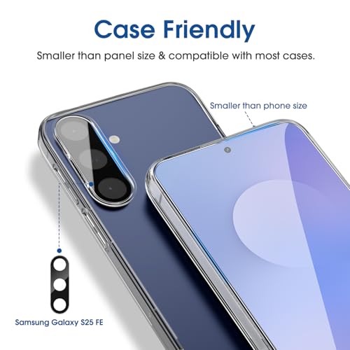 Image of amFilm Auto-Alignment OneTouch for Samsung Galaxy S25 FE 6.7'' Screen Protector + Camera Lens Protector,Tempered Glass, 30 seconds Installation, Bubble Free, Case Friendly, Anti-Scratch [2+2 Pack]