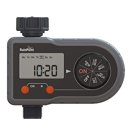 RAINPOINT Digital Sprinkler Timer Programmable Water Timer Single Outlet Auto & Manual Mode Hose Timer 2.5 Inches Screen IP65 Irrigation Controller for Outdoor Yard, Garden, Lawns [Latest Upgrade]