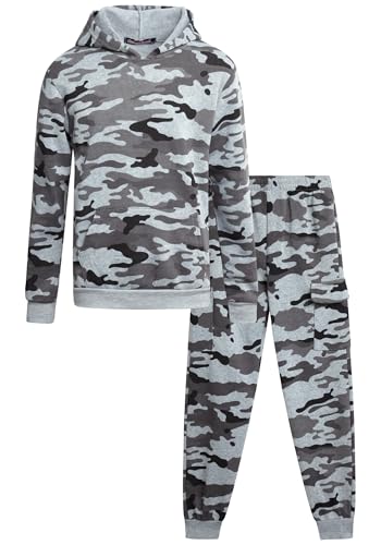 Coney Island Boys' Athletic Jogger Set - 2 Piece Fleece Pullover Hooded Sweatshirt and Cargo Sweatpants for Boys (Sizes:8-16)