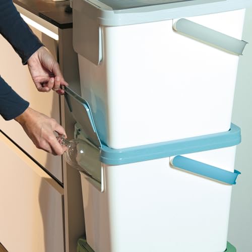 Image of Snips - 25L Differentiated Waste Bin, Differentiated Garbage Bin for Indoor, Outdoor and Kitchen Stackable 26 x 36 x 34 cm, Garbage Bucket and Adhesives Included for White Collection Materials Made in