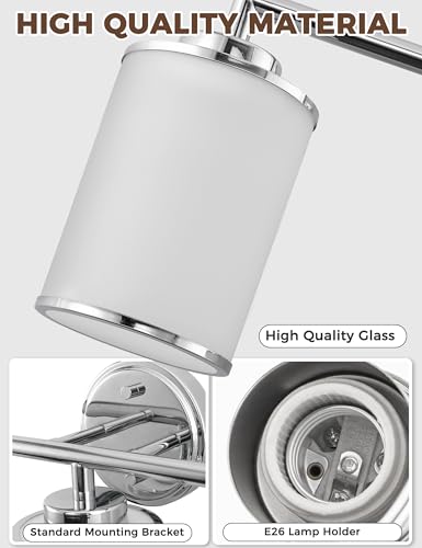 Image of DORESshop 3-Light Chrome Bathroom Light Fixture - Industrial Style with Clear Glass Shades
