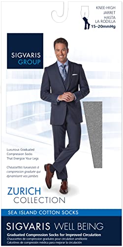 Image of Sigvaris Men's Sea Island Cotton 191 Calf High Compression Socks 15-20mmHg - Men's Size 6.5 - 8.5