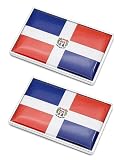 2 Pcs 3D Dominican Dominicans Flag Metal Car Stickers Chrome Decals,2.3 x 1.6 Inch Metal Truck Stickers,Patriotic Car Motorcycle Emblem.