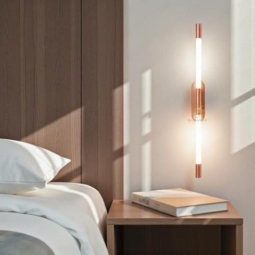 Image of Glowave Modern Rose Gold 600mm Metal LED Long Tube Wall Light - Warm White (600mm /RGD)