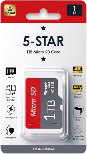 Micro SD Card 1TB Ultra Fast Memory for Drones Action Cameras Smartphones Class 10 UHS I U3 V30 A2 Waterproof Shockproof 4K Support