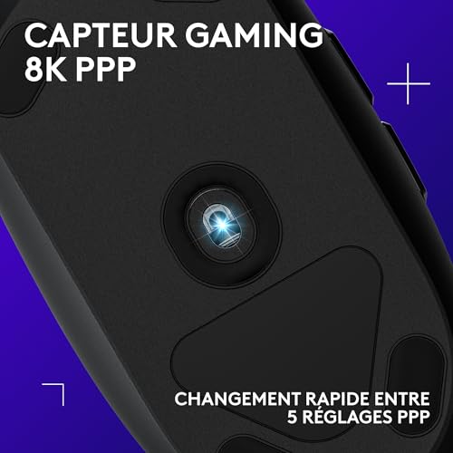 Logitech G203 LIGHTSYNC USB Souris Gaming avec Éclairage RVB Personnalisable, 6 Boutons Programmables, Capteur Niveau Gaming, 8 000 PPP, Ultra-Léger - Noire