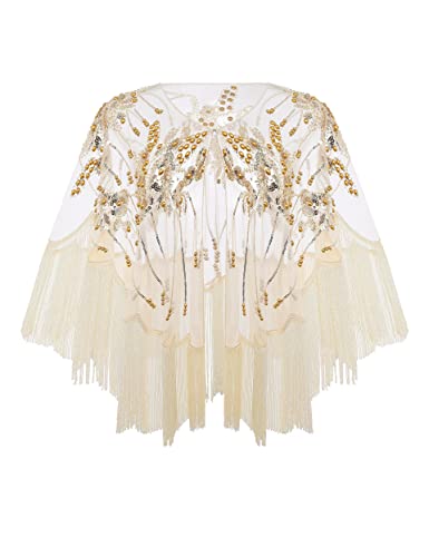 BABEYOND Shawl Wrap for Women - Evening Cape for Prom Party Sequin Beaded Shawl