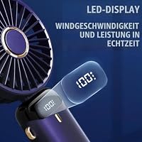 Jsdoin Handventilator, Tragbarer Mini Ventilator, Wiederaufladbar, Kleiner Taschenventilator Mit 5 Geschwindigkeitsstufen, Faltbarer USB-Ventilator für Büro, Outdoor (Dunkelblau) – Ansicht 4