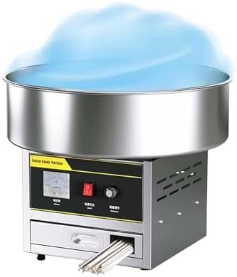 Professional Cotton Candy Maker - 1200W Stainless Steel Commercial Machine with Tray - Easy to Use, Makes Delicious Fluffy Marshmallows - Ideal for Parties & Events