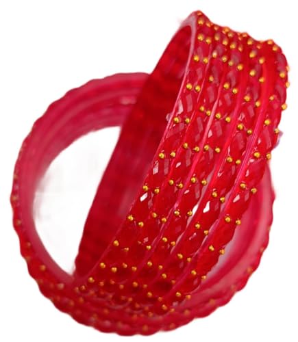 Image of JPS Plain and Glossy Finished Raindrop Glass Bangles Set for Women & Girls | Traditional Ethnic Chudi for Wedding, Party & Regular- Set of 12 Pcs of One Colour | Wedding Special