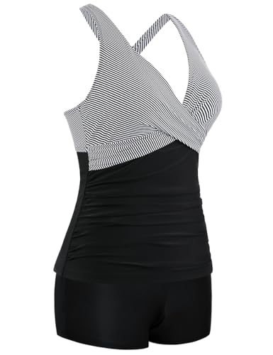 Firpearl Underwire Tankini Swimsuits for Women V Neck Twist Tankini with Shorts Tummy Control Two Piece Bathing Suits 20254