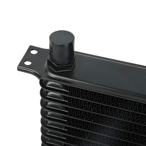 American Volt 15 Row Black Aluminum Auto Engine Transmission Oil Cooler 10AN Hose End Fittings 8\" Inch 90w Electric Cooling Fan Kit Bolt-On Heavy Duty Towing Truck Van SUV RV