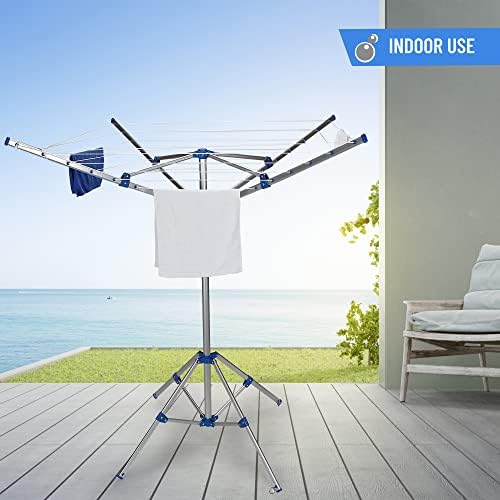 HomRush Rotary Airer Free Standing Portable Washing Lines - Folding 4 Arm & Legs Lightweight Umbrella Dryer Clothes Line for Indoor Outdoor Natural Cloth Drying