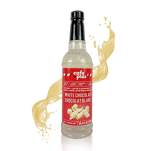 CafePlus Coffee Syrup White Chocolate – Zero Calorie White Chocolate Syrup for Coffee, Rich Flavor for Lattes, Desserts & More
