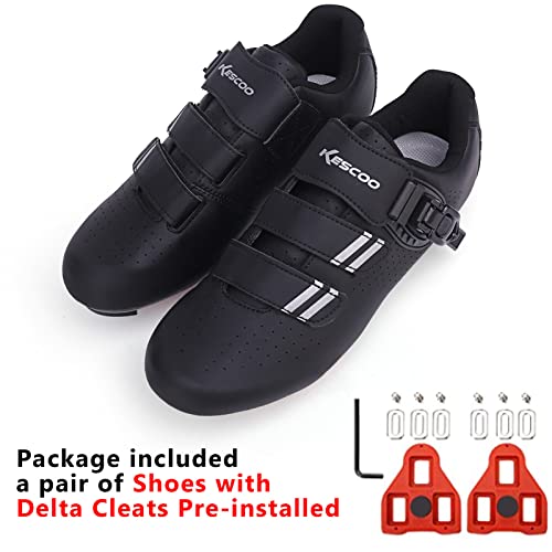 Image of Cycling Shoes for Men and Women, Compatible with Peloton Bike Shimano SPD & Look ARC Delta for Indoor Spin Cycle Road Bike Shoes with Delta Cleats Pre-Installed, black, 7 UK