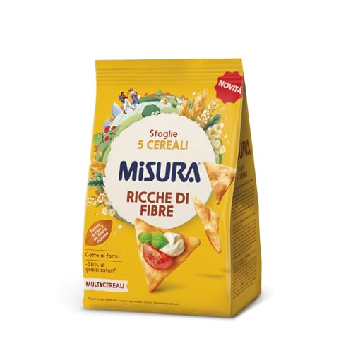 Misura Multicereali Sfoglie 5 Cereali, Ricche di Fibre | Triangolini sfogliati con Frumento, Mais, Avena, Riso e Farro, Cotti al Forno, Senza Aromi, Confezione 170 g con Carta FSC