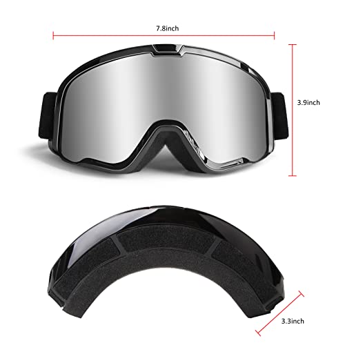 Image of Motocross Goggles for Adult ATV Goggles Motorcycle Goggles Snowboarding Goggles Riding Goggles Dirtbike Powersports Goggles Offroad Goggle MX Goggles UV400 Anti-Scratch Dustproof Skiing Goggles | UV400, Anti-Scratch, Dustproof, Silver MX Goggles